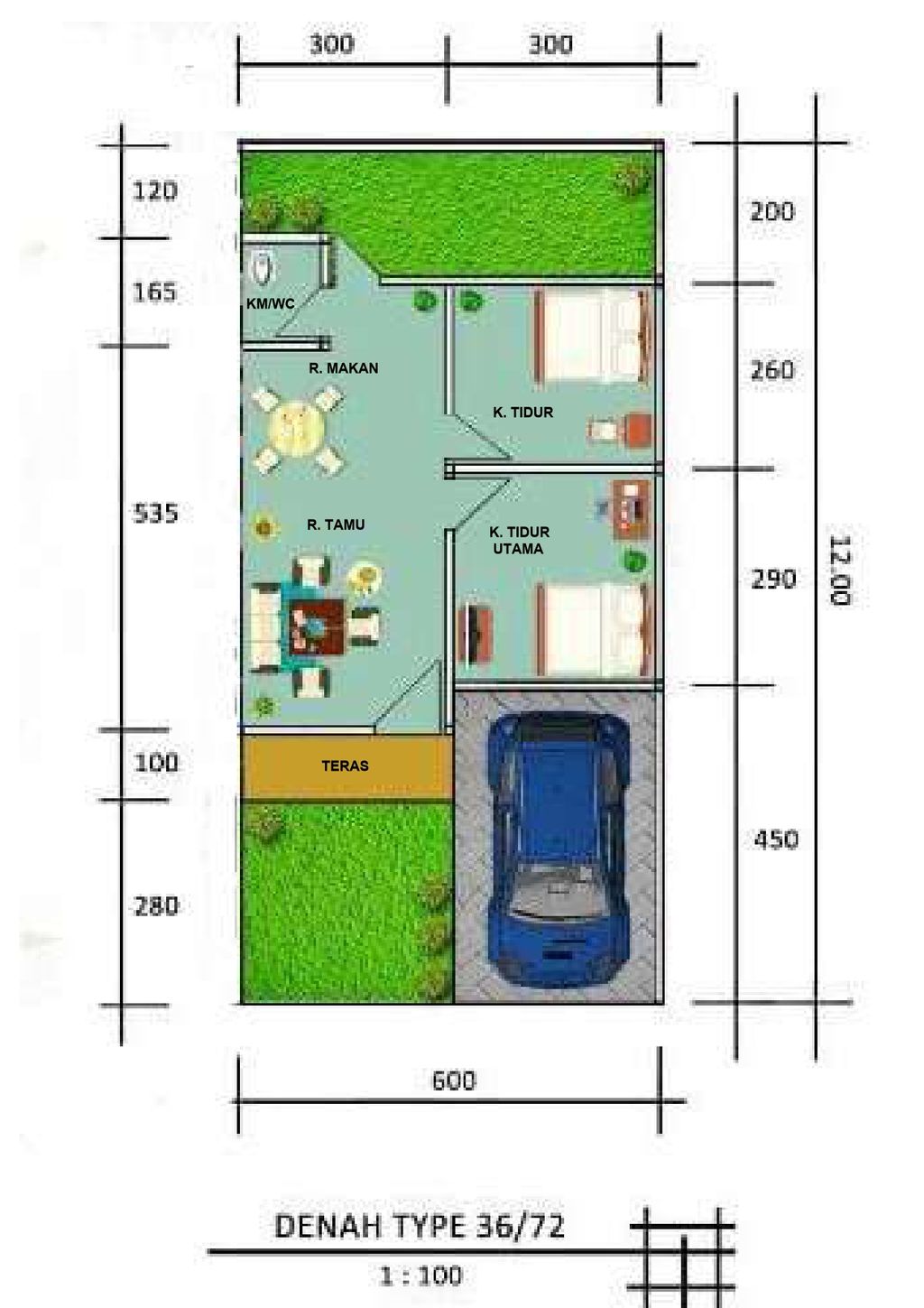 foto denah rumah tipe 36/72 perumahan PRINGGAN RESIDENCE