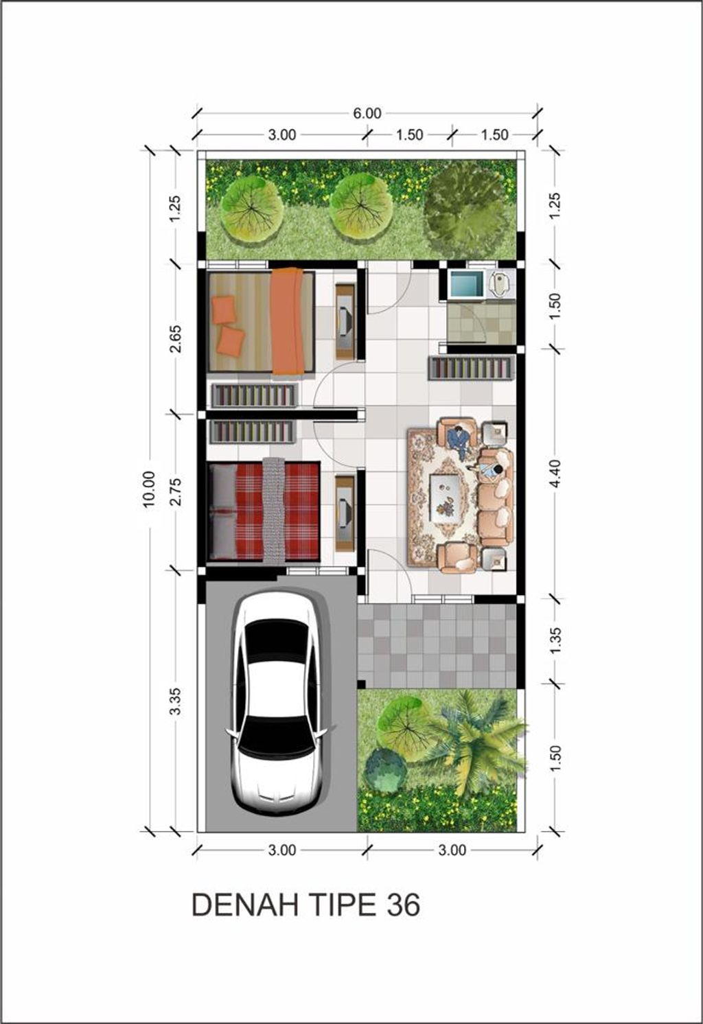 foto denah rumah tipe Subsidi 2024 perumahan Permata Grati Garden