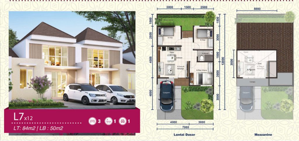 foto denah rumah tipe ASTER 2/62 perumahan PARAMOUNT PETALS TAHAP 1