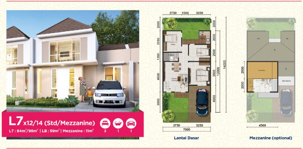 foto denah rumah tipe ASTER 5/26 perumahan PARAMOUNT PETALS TAHAP 1