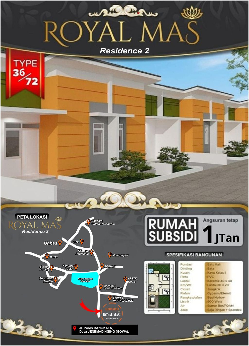 foto tampak rumah tipe 36 perumahan ROYAL MAS RESIDENCE 2