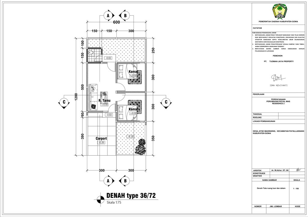 foto denah rumah tipe 36 perumahan ROYAL MAS RESIDENCE 2