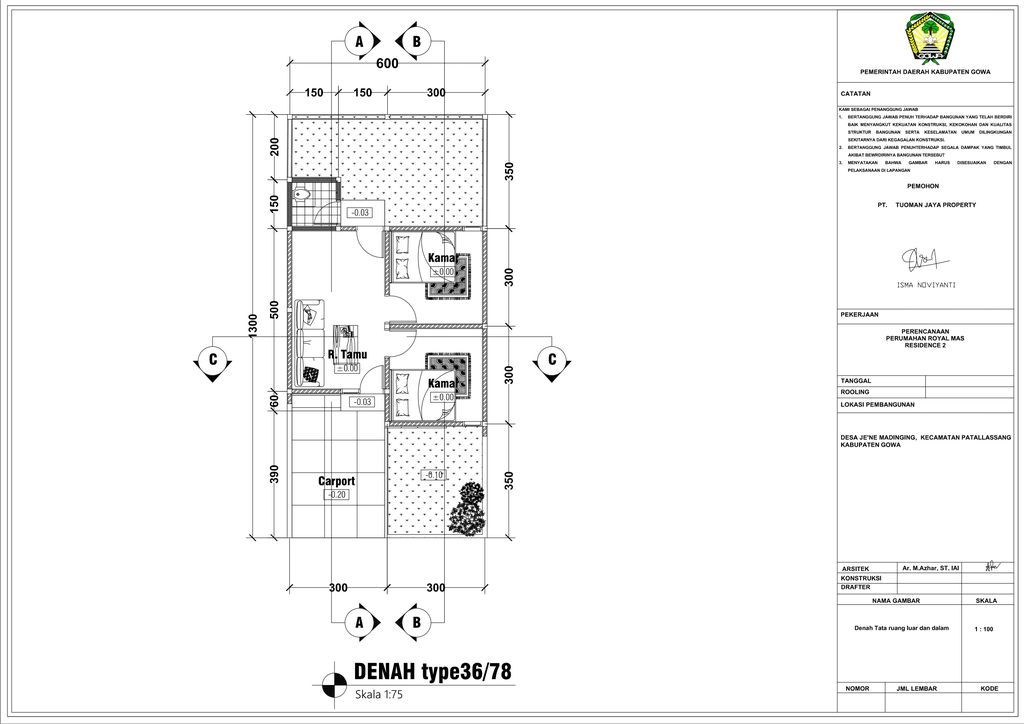 foto denah rumah tipe 36/78 perumahan ROYAL MAS RESIDENCE 2