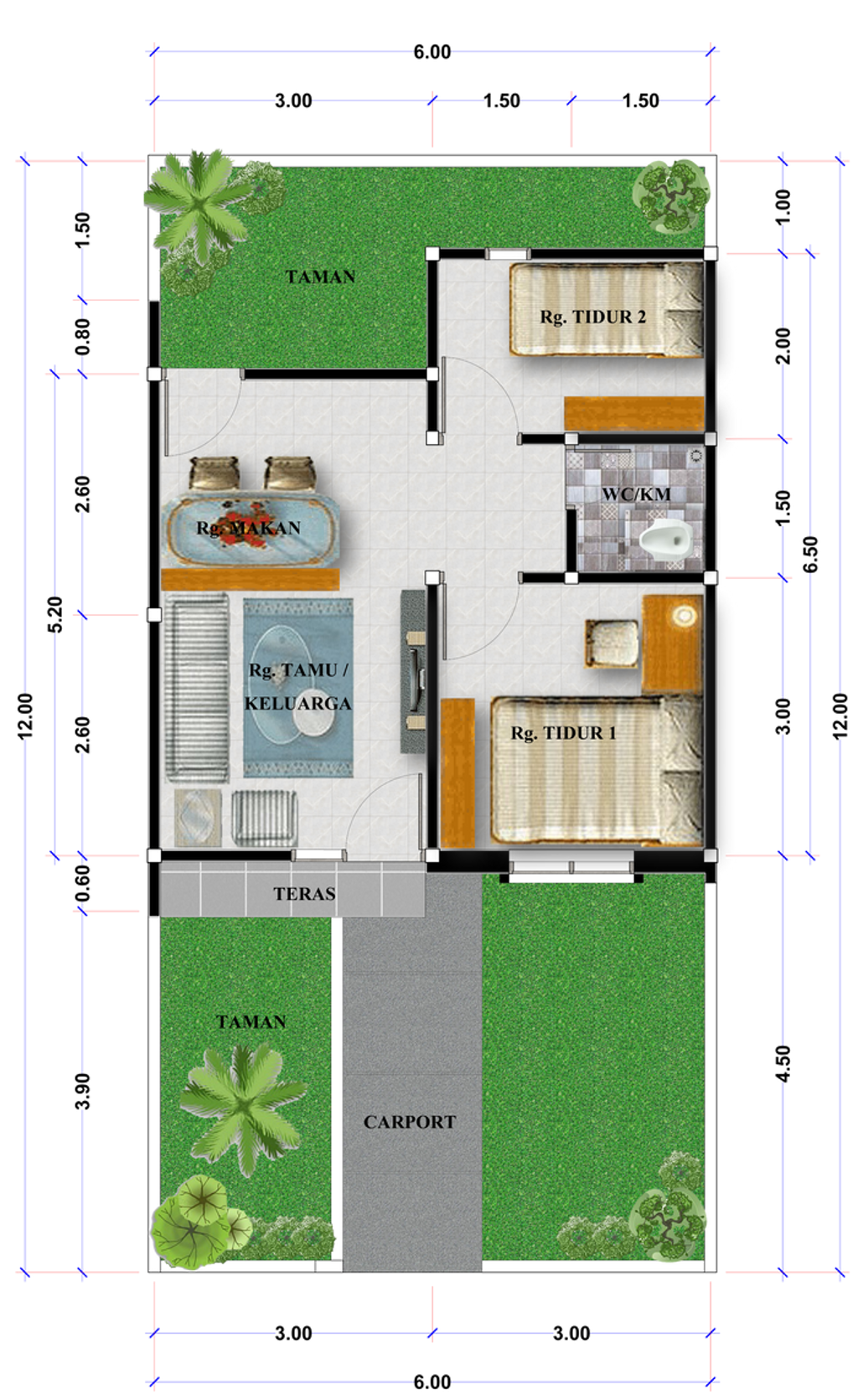 foto denah rumah tipe 36/72 perumahan ROYAL GREEN HILLS 2