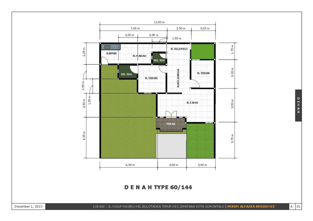foto denah rumah tipe 60/144 perumahan ALFAZZA RESIDENCE