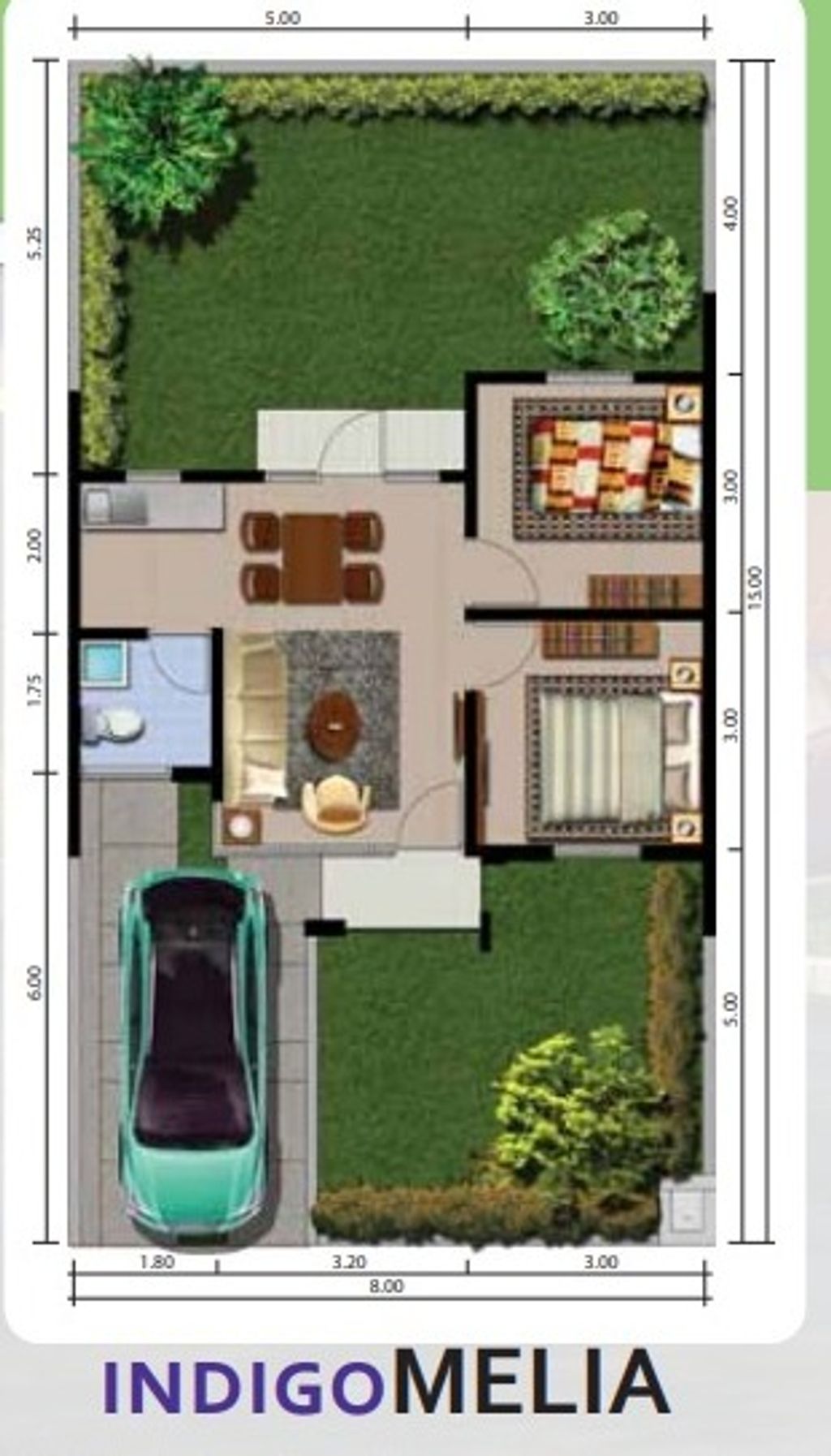 foto denah rumah tipe INDIGO MELIA perumahan CITRA RAYA - CLUSTER MELIA RESIDENCE