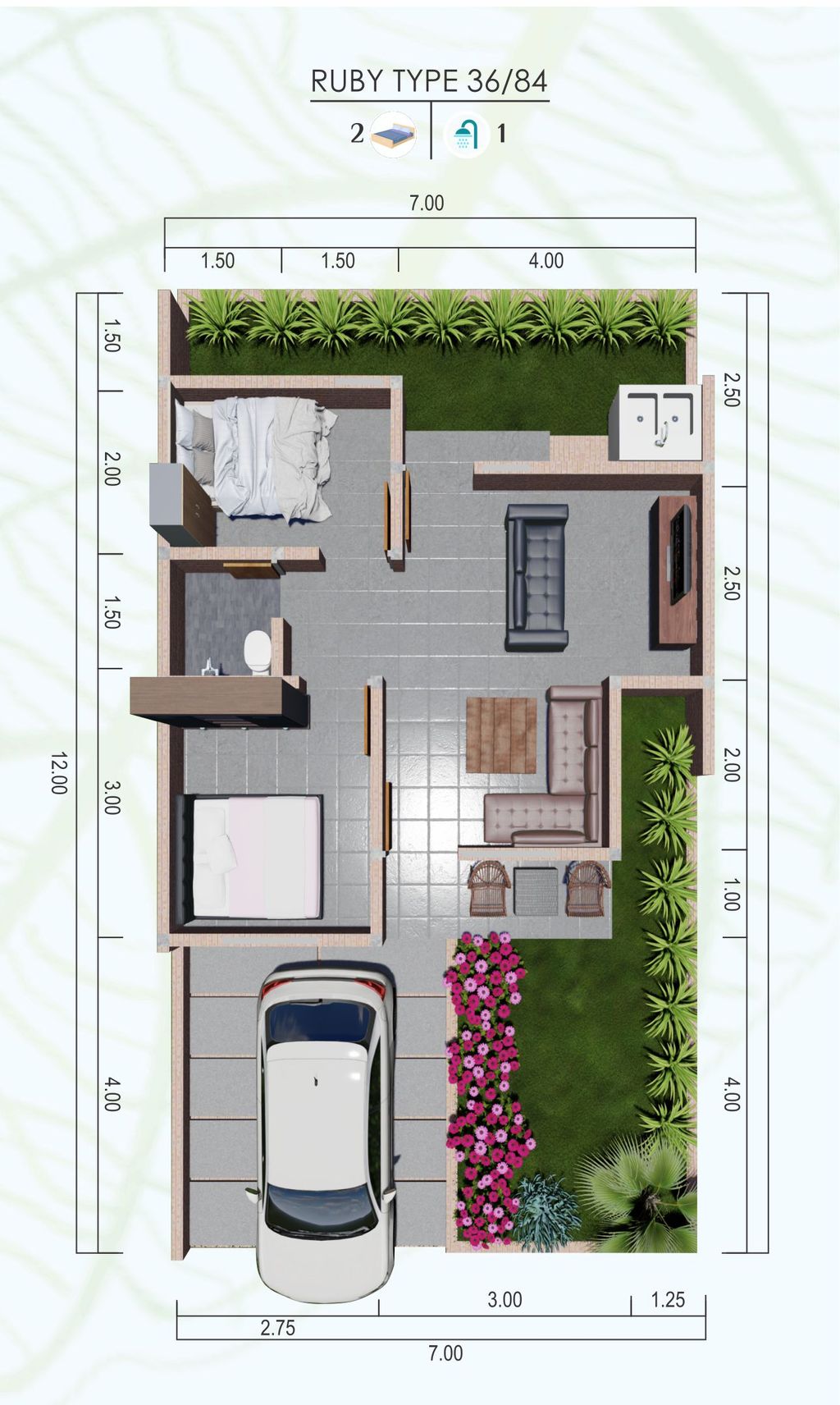 foto denah rumah tipe RUBY perumahan CLUSTER RUBY