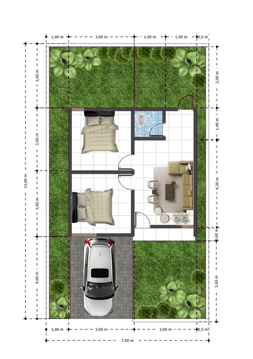 foto denah rumah tipe RSH 36 perumahan Artistik Residence 3