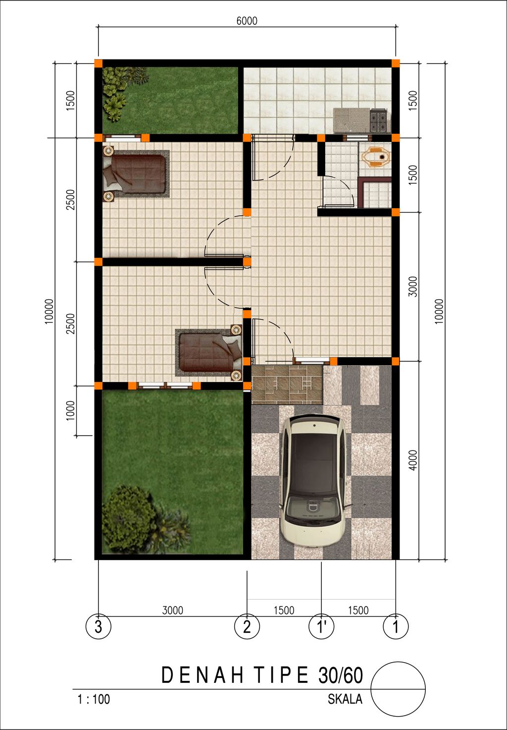 foto denah rumah tipe 30/60 perumahan CENDANA RESIDENCE