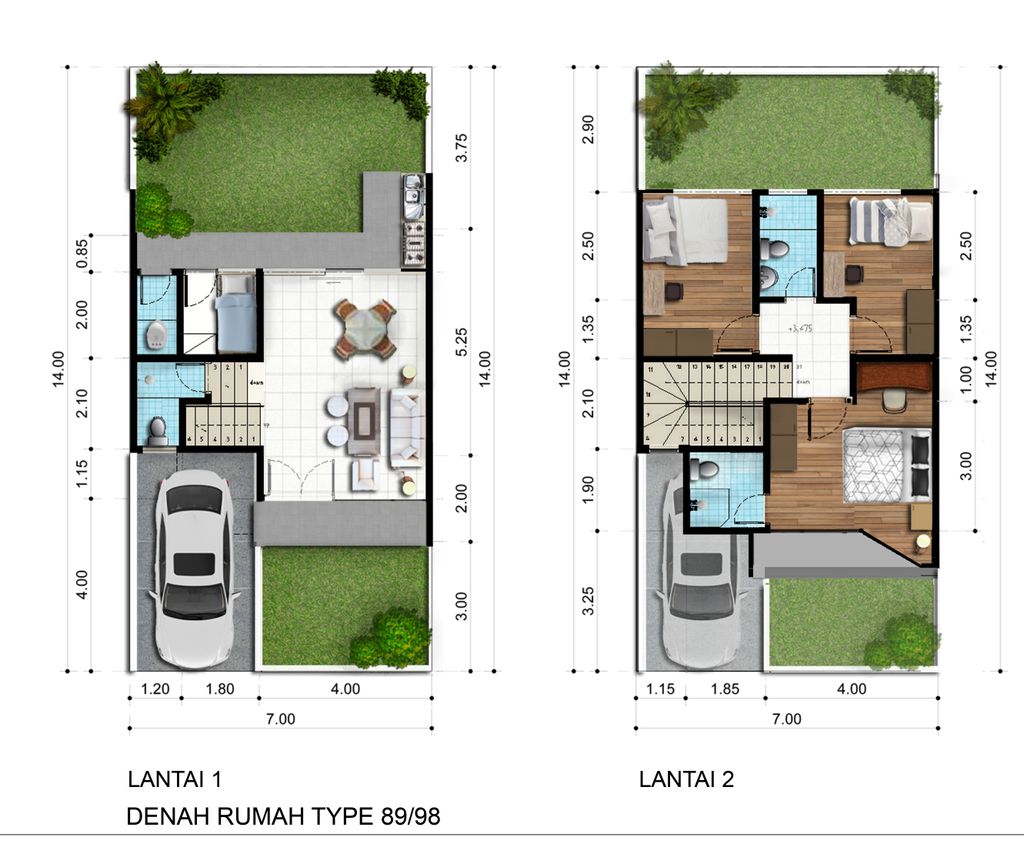 foto denah rumah tipe 89/98 perumahan Woodchester Tahap 1