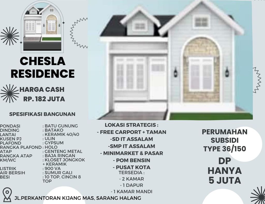 foto tampak rumah tipe CHESLA RESIDENCE perumahan CHESLA RESIDENCE