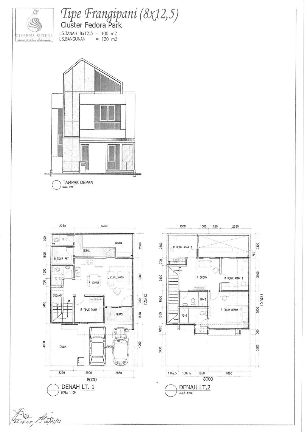 foto denah rumah tipe FRANGIPANI perumahan CLUSTER FEDORA PARK, SUVARNA SUTERA