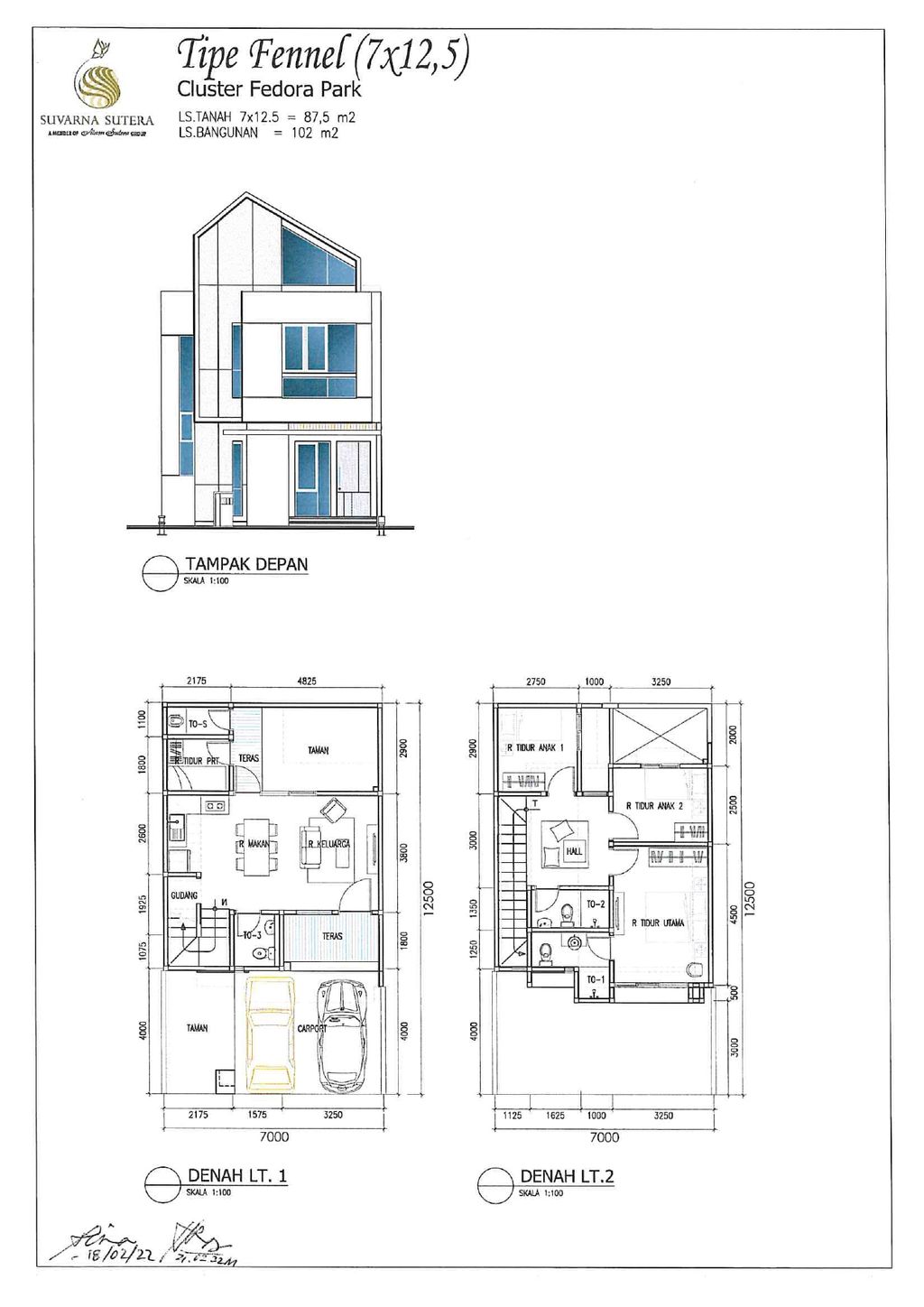 foto denah rumah tipe FENNEL perumahan CLUSTER FEDORA PARK, SUVARNA SUTERA