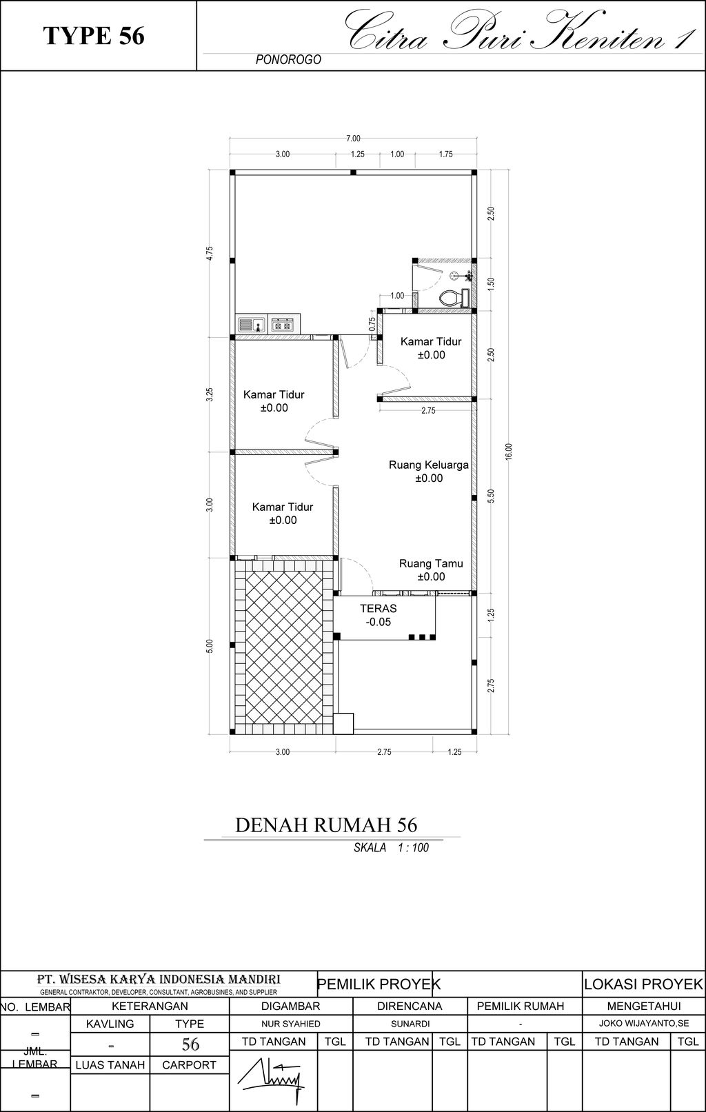 foto denah rumah tipe 56 perumahan Perumahan CITRA PURI KENITEN 1 / Pengembangan
