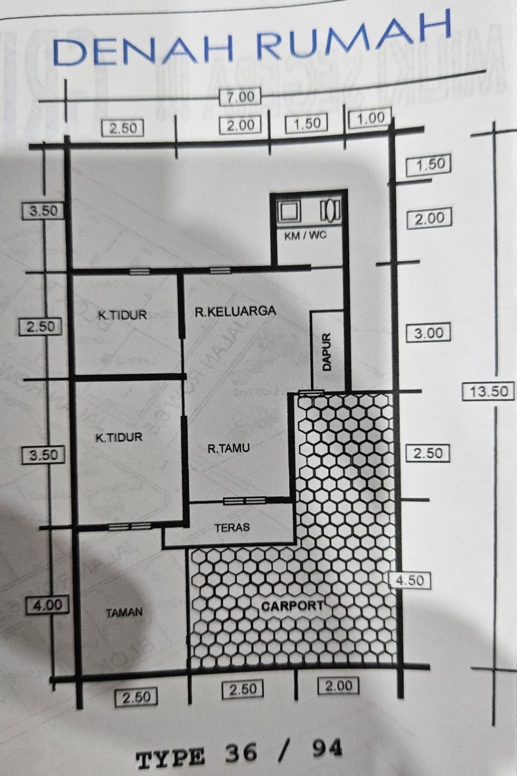 foto denah rumah tipe 36 perumahan GRIYA PADAT KARYA V TAHAP II