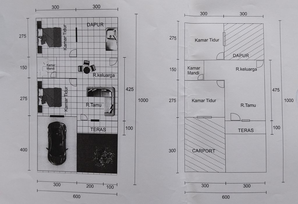 foto denah rumah tipe 30/60 perumahan MULYA RESIDENCE