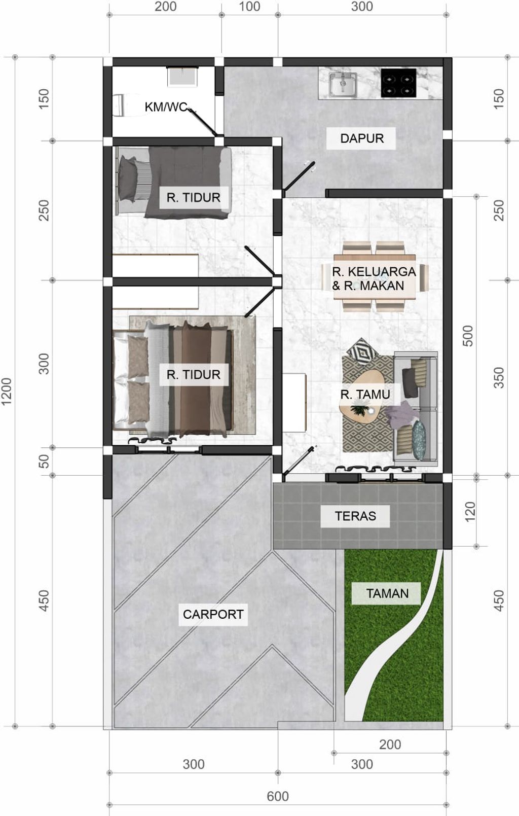 foto denah rumah tipe 36 perumahan ESA GARDEN RESIDENCE 2