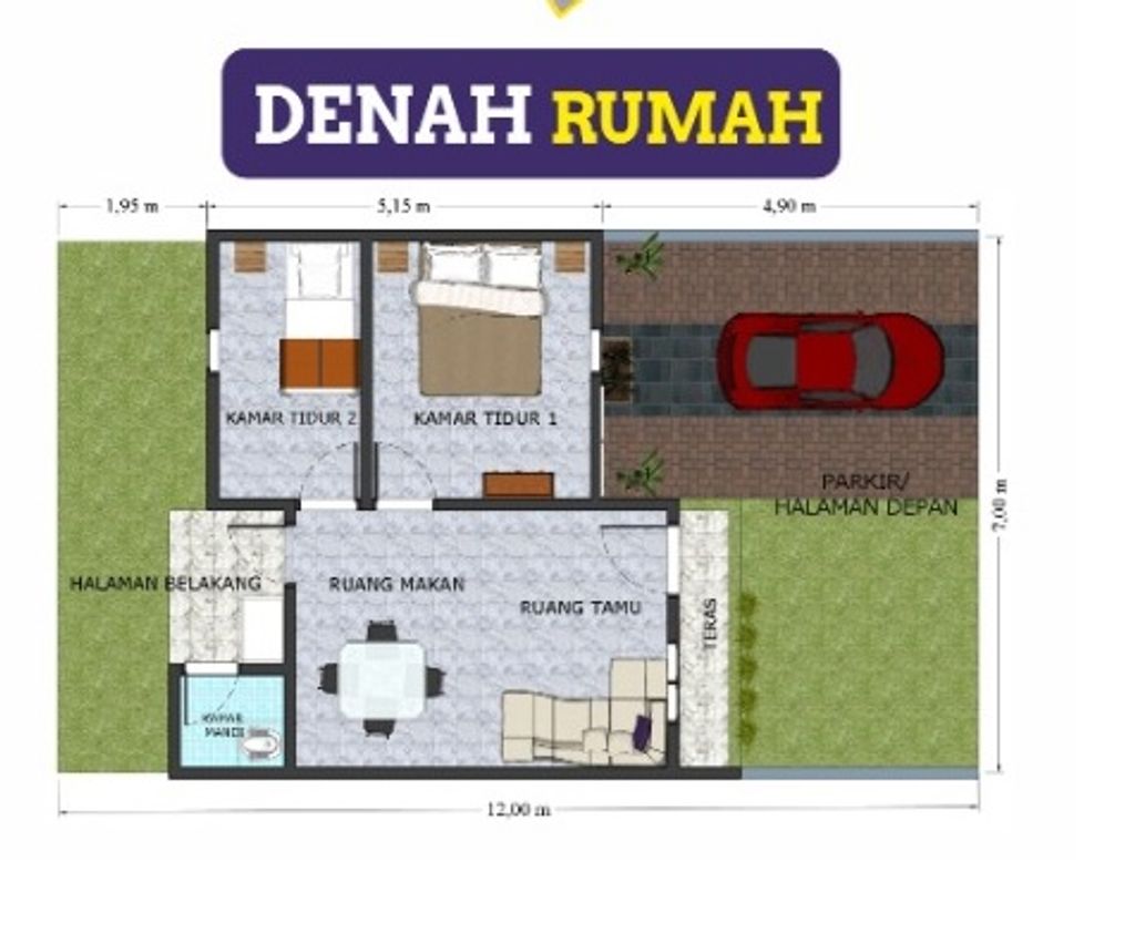 foto denah rumah tipe 36/84 perumahan PERDANA ASRI RESIDEN