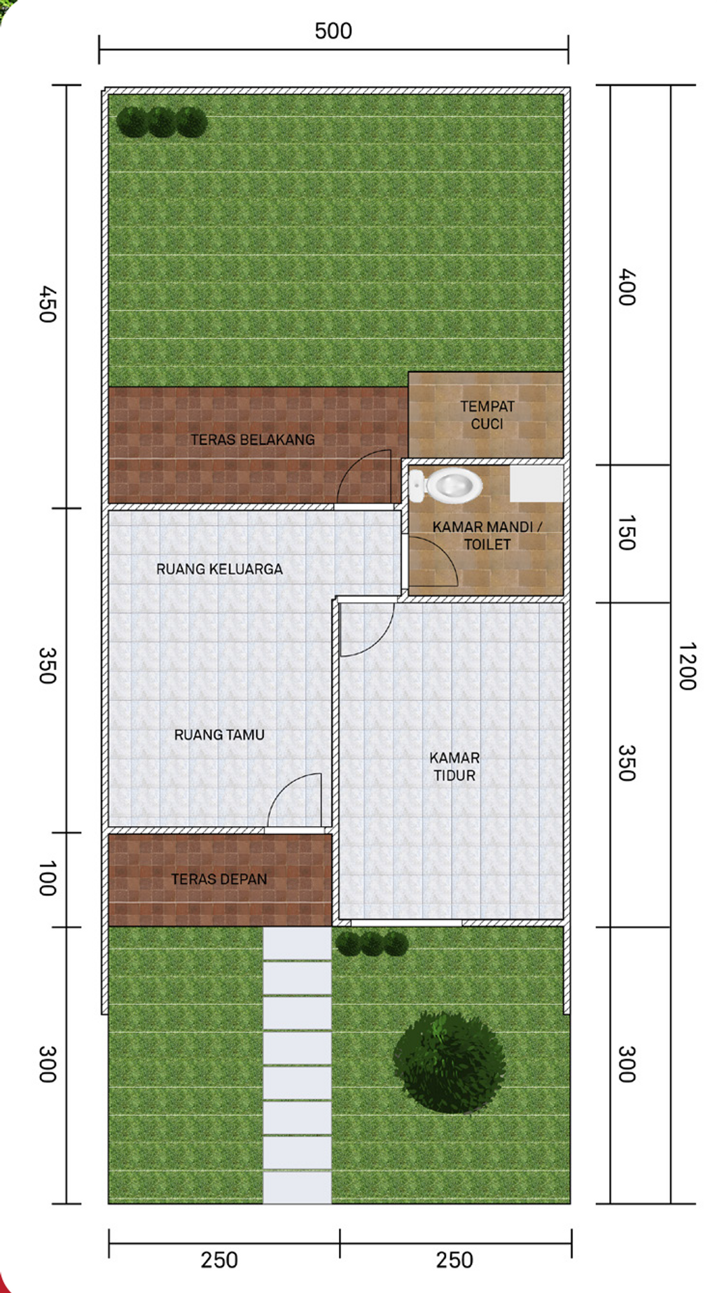 foto denah rumah tipe 27/60 - 185.000.000 perumahan GRAND KERTAMUKTI RESIDENCES