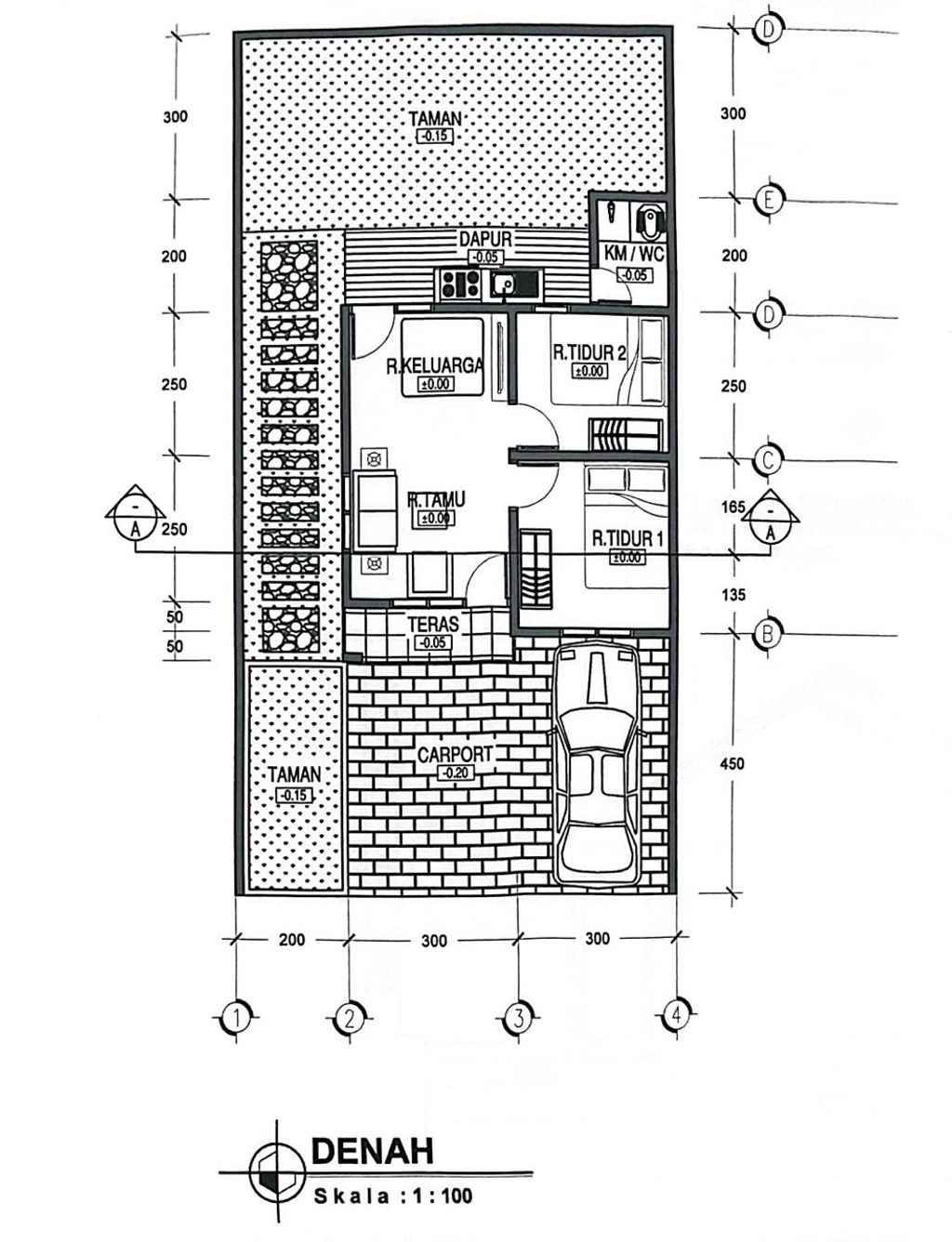 foto denah rumah tipe 36/120M2 perumahan LANGIT RESIDENCE