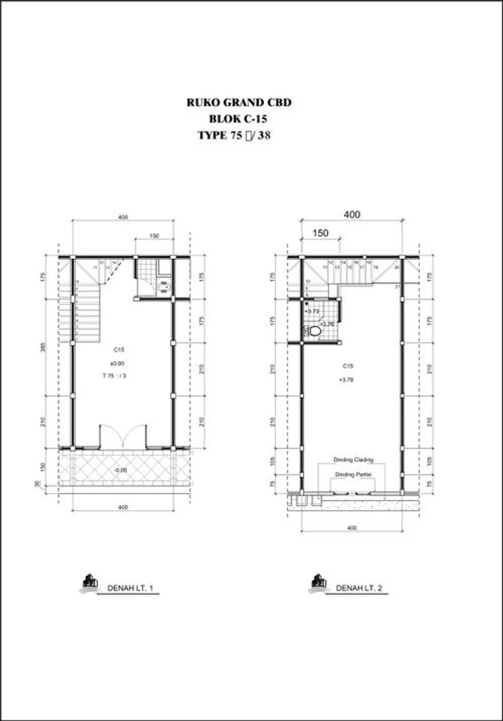 foto denah rumah tipe Ruko Grand CBD Blok C-15 perumahan GRAND DELTA SARI