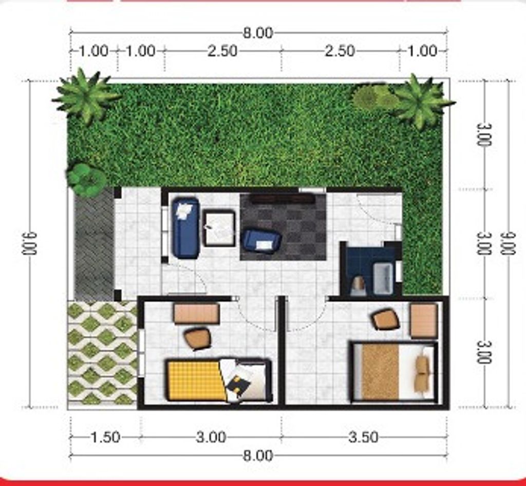 foto denah rumah tipe 36/72 perumahan JORENA RESIDENCE BERDIKARI