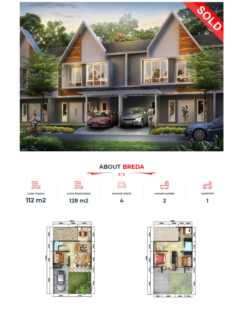 foto denah rumah tipe BREDA perumahan MEDAN RESORT CITY CLUSTER AMSTERDAM