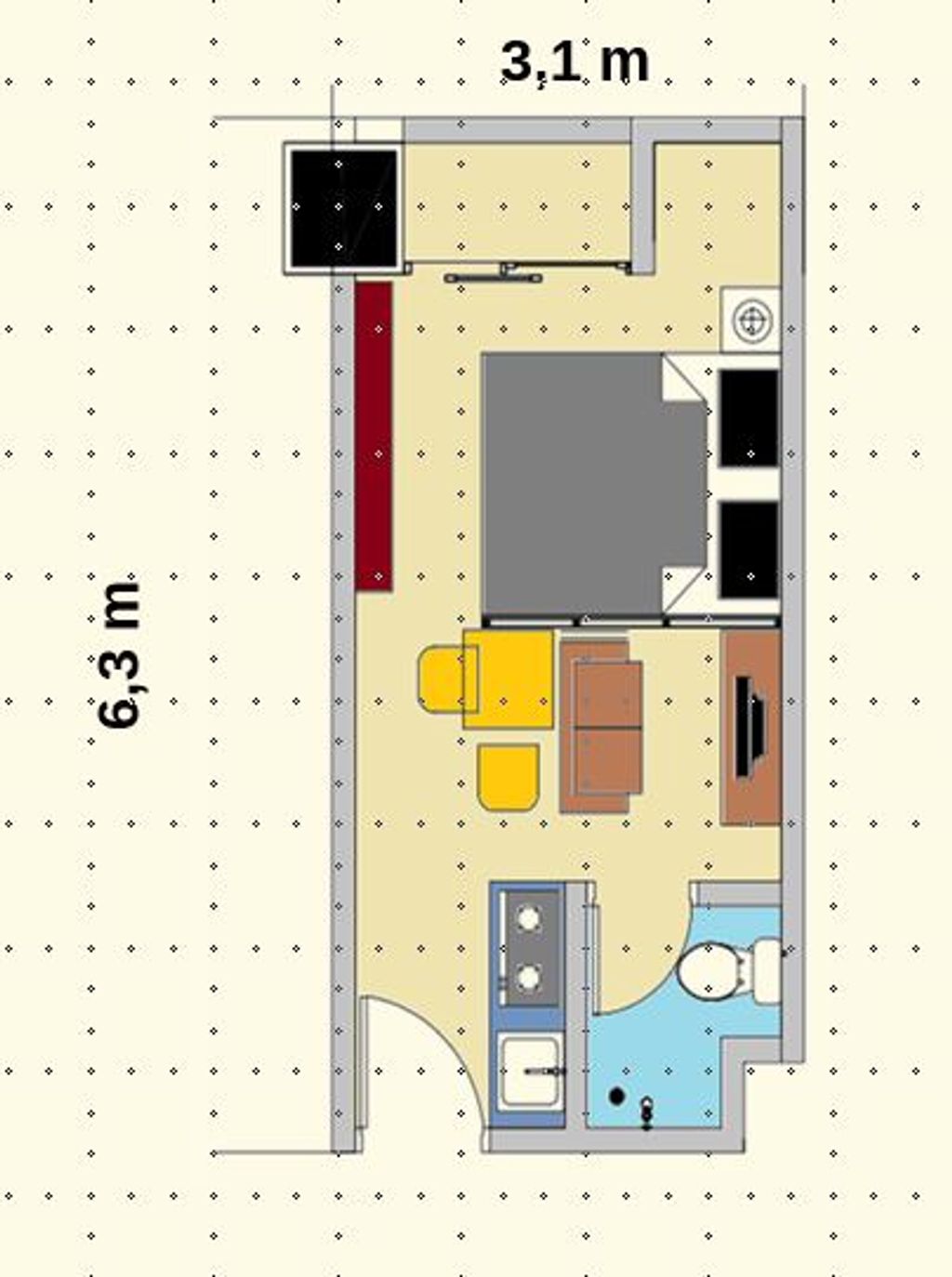 foto denah rumah tipe Studio (18A) perumahan Apartemen Sentraland Medan
