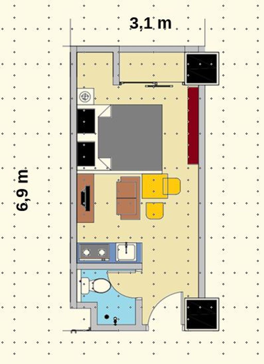 foto denah rumah tipe Studio (18B) perumahan Apartemen Sentraland Medan