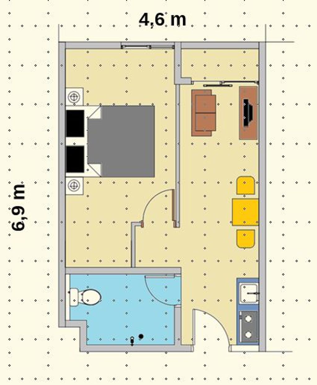 foto denah rumah tipe 1 Bedroom (27A) perumahan Apartemen Sentraland Medan