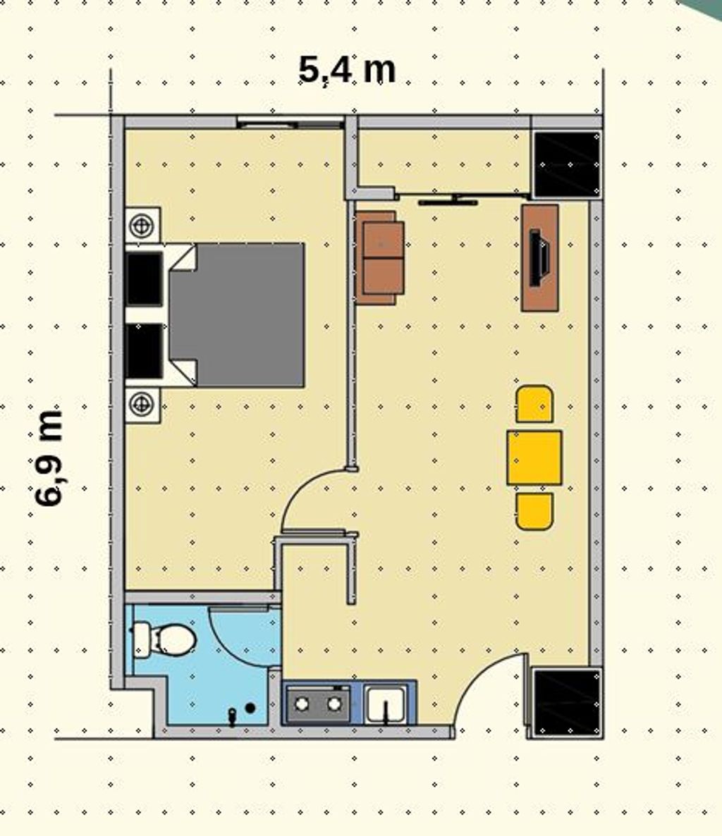foto denah rumah tipe 1 Bedroom (30A) perumahan Apartemen Sentraland Medan