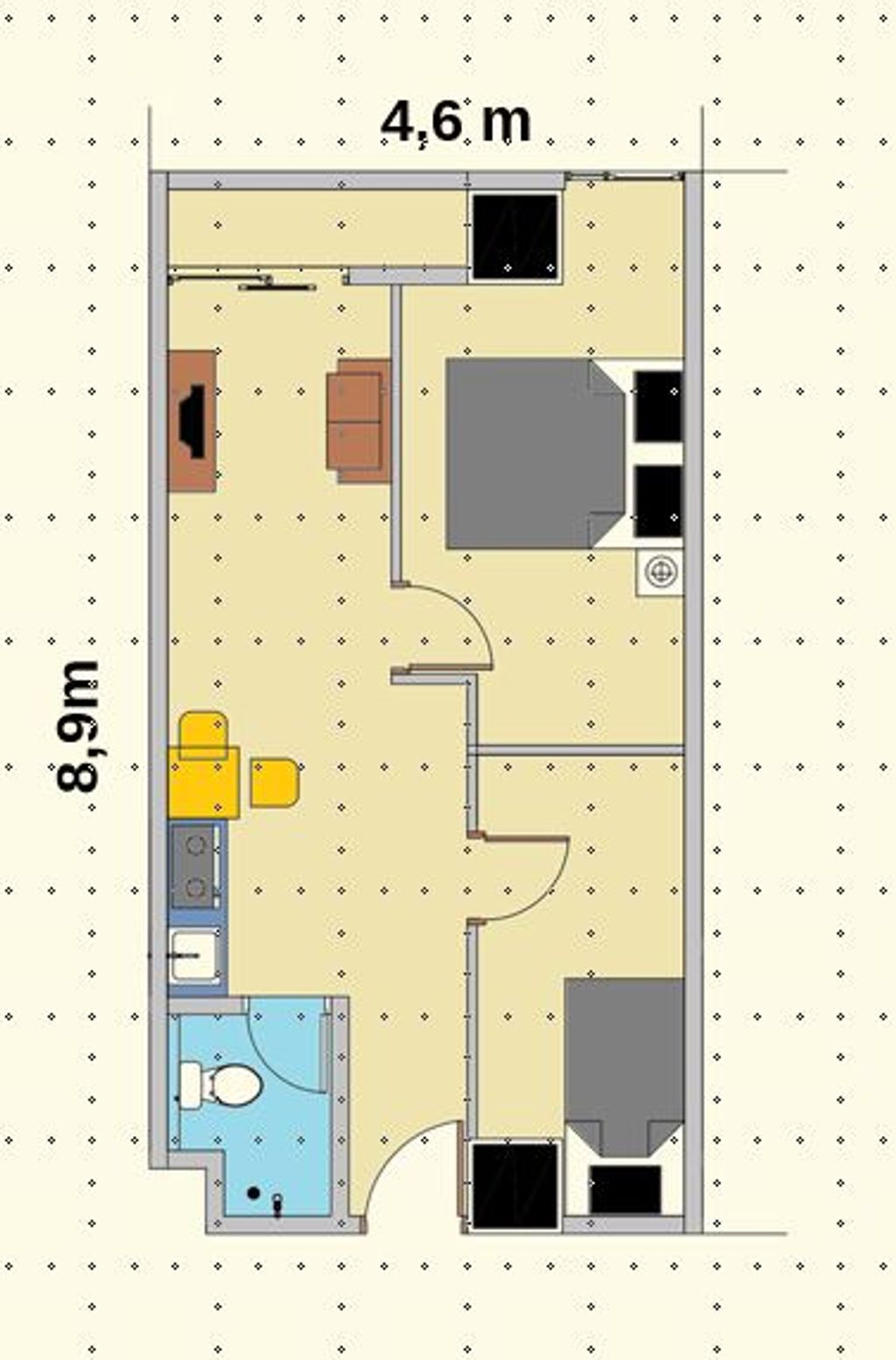 foto denah rumah tipe 2 Bedroom (36A) perumahan Apartemen Sentraland Medan