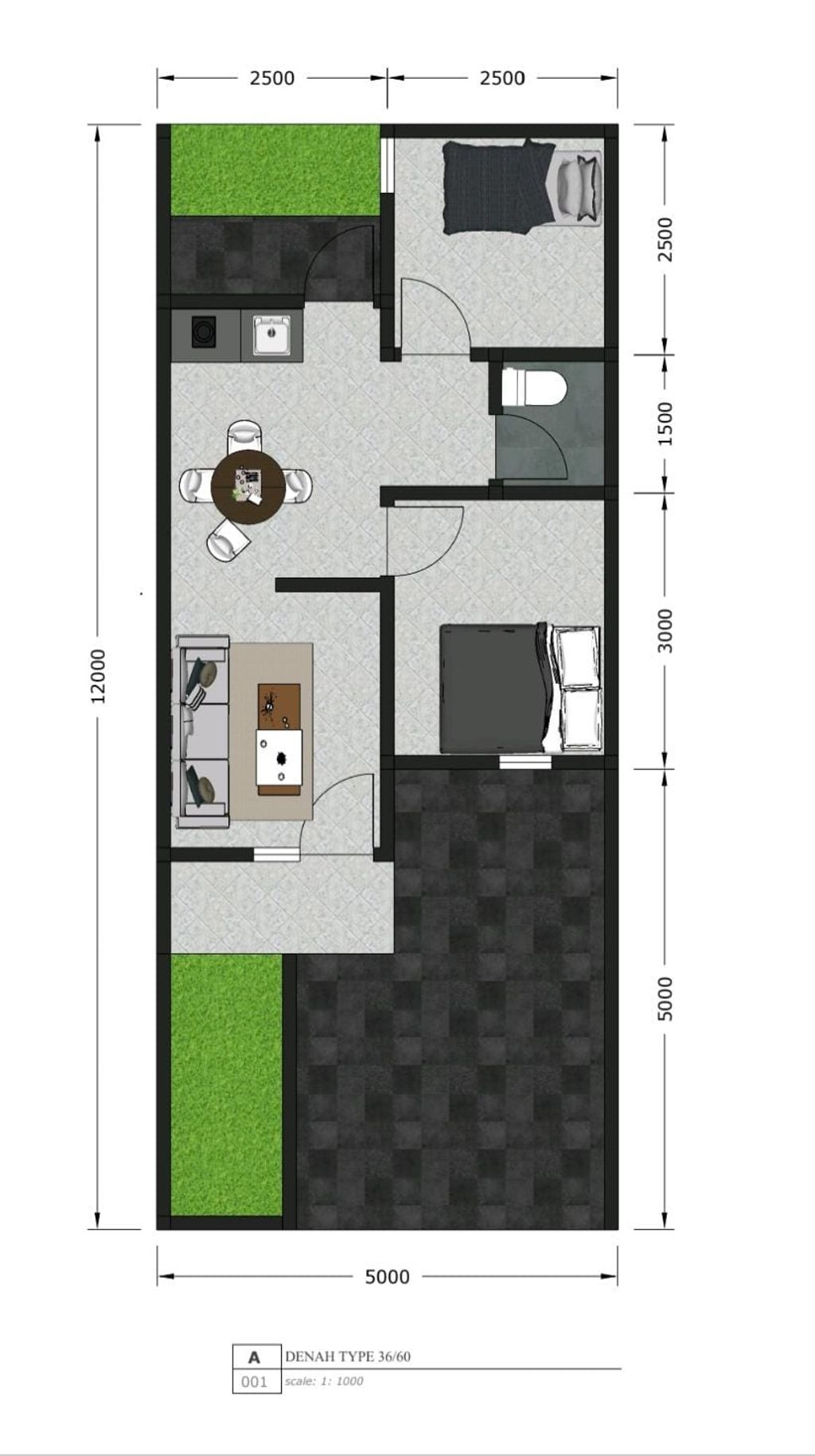 foto denah rumah tipe 36/60 perumahan DRANGONG RESIDENCE