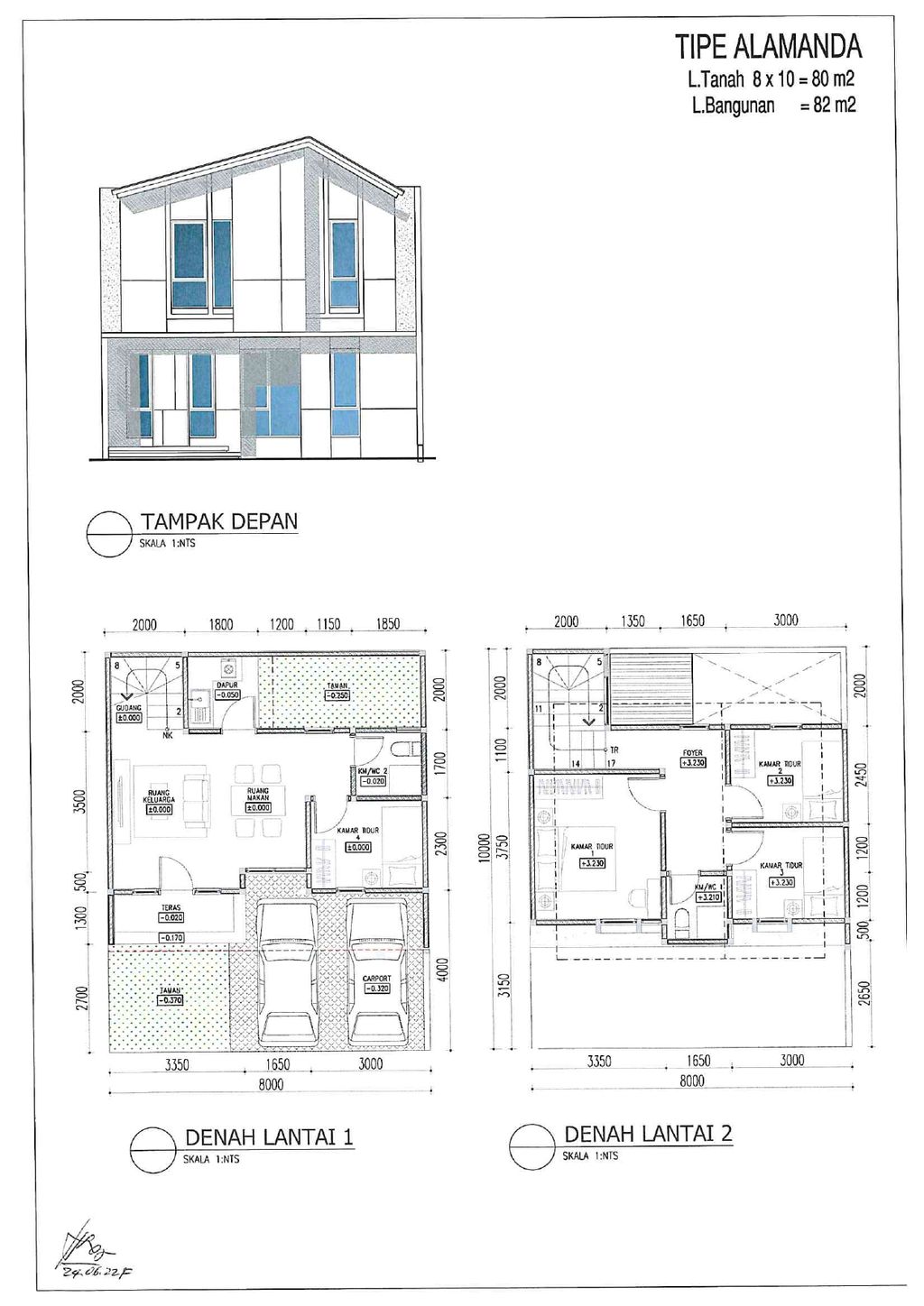 foto denah rumah tipe ALAMANDA perumahan CLUSTER ASTHA, SUVARNA SUTERA