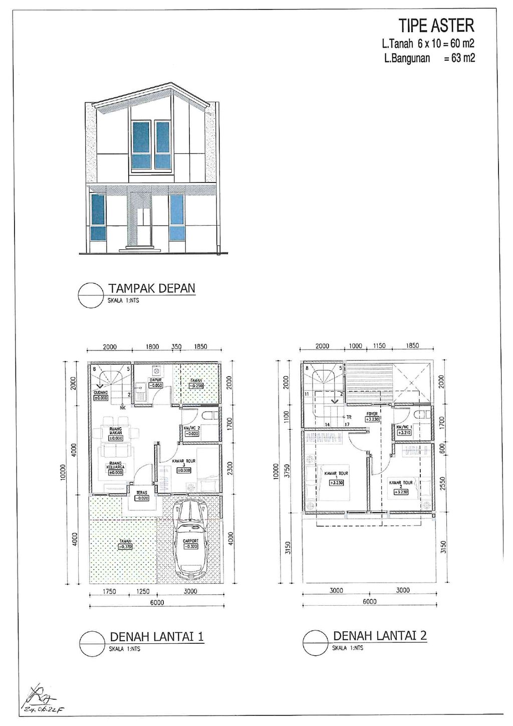 foto denah rumah tipe ASTER perumahan CLUSTER ASTHA, SUVARNA SUTERA