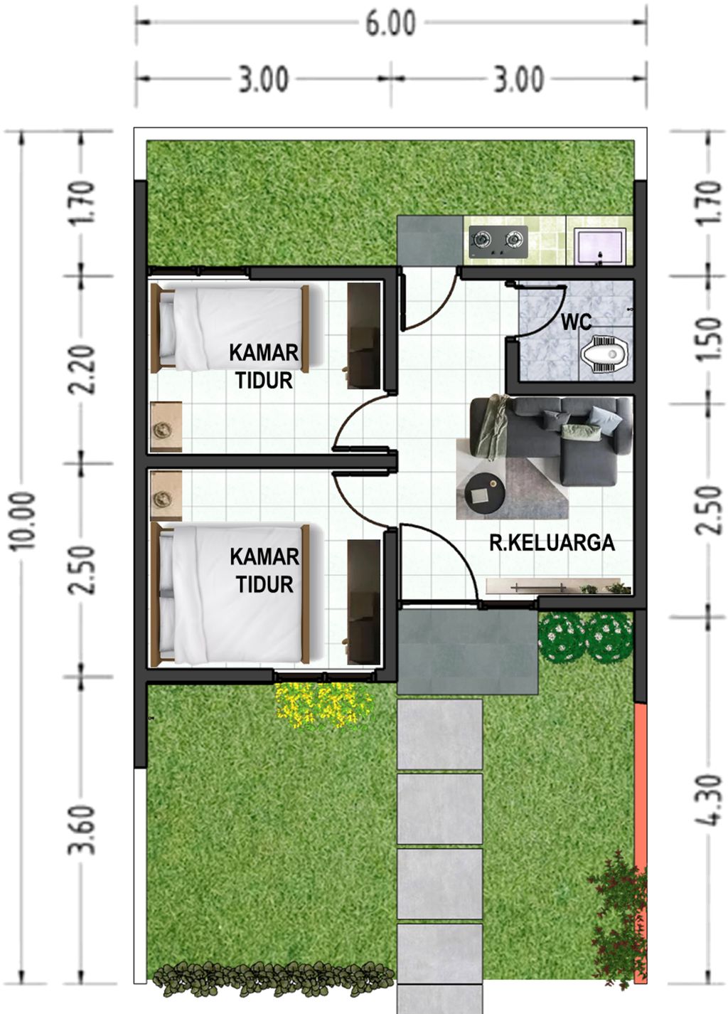 foto denah rumah tipe 27/60 (PMK 2023) perumahan Perumahan New Pesona Sasak Bali