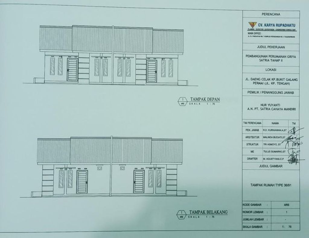 foto tampak rumah tipe SUBSIDI 36/91 perumahan GRIYA SATRIA TAHAP III