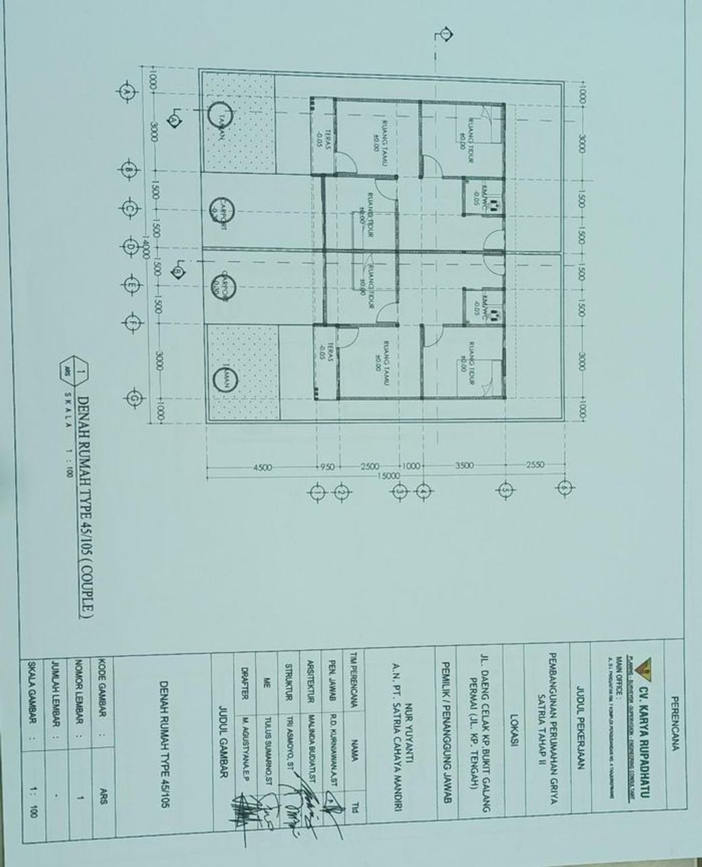 foto denah rumah tipe KOMERSIL 45 perumahan GRIYA SATRIA TAHAP III