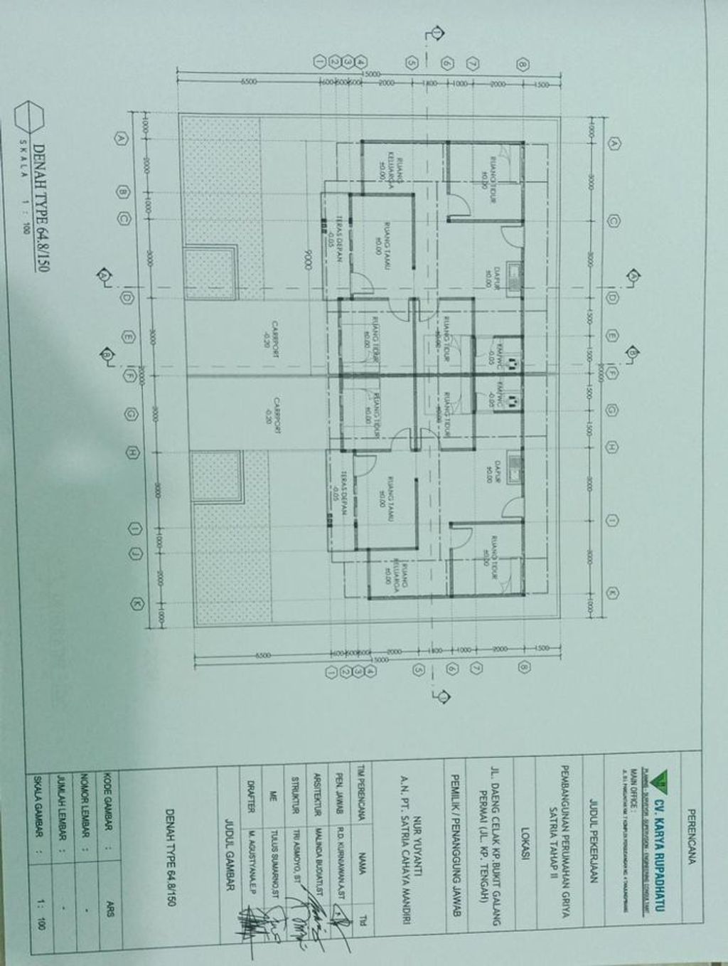 foto tampak rumah tipe KOMERSIL 64 perumahan GRIYA SATRIA TAHAP III