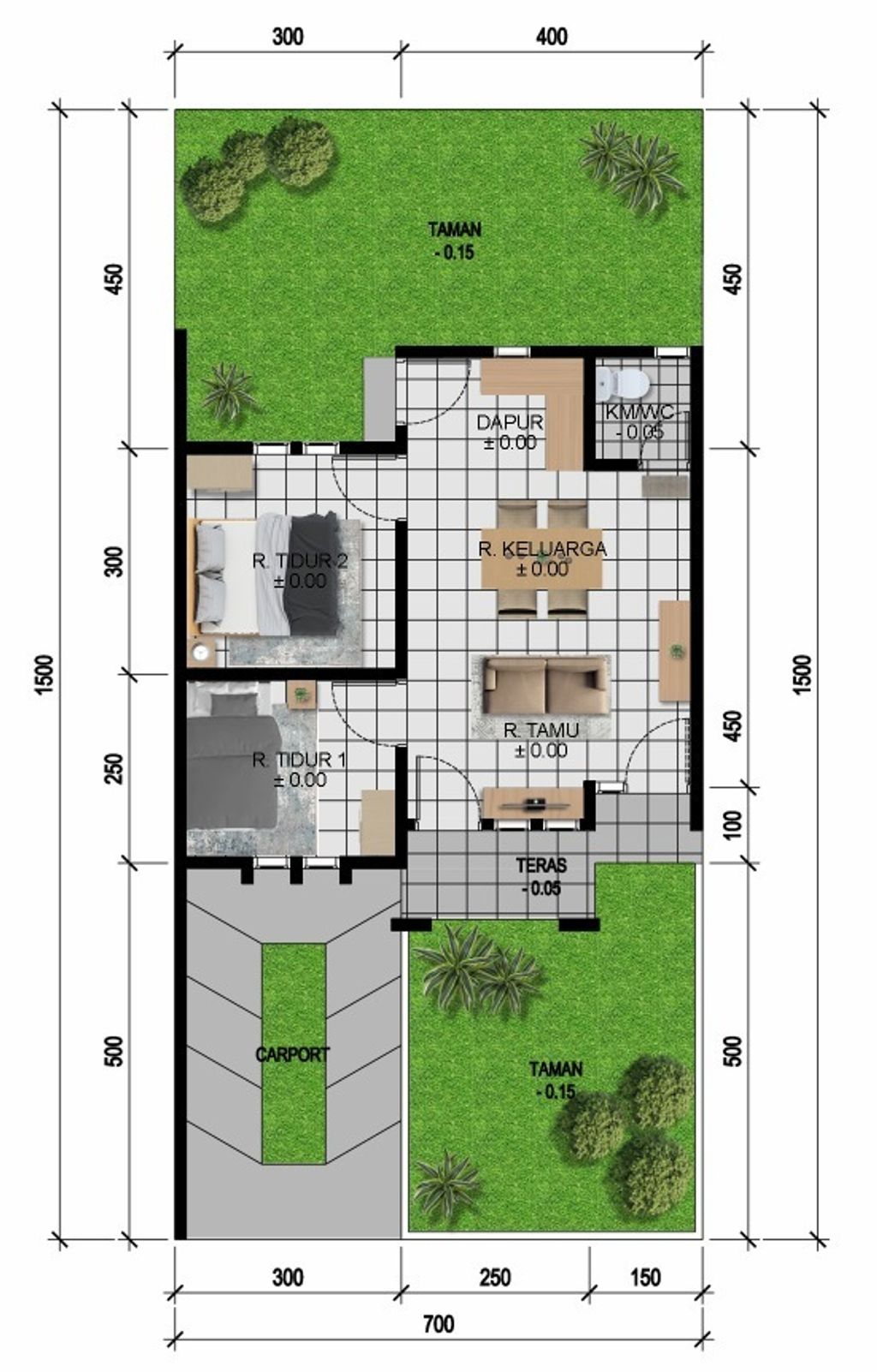 foto denah rumah tipe RS 45/105 perumahan SAMESTA GRIYA BUKIT PESONA