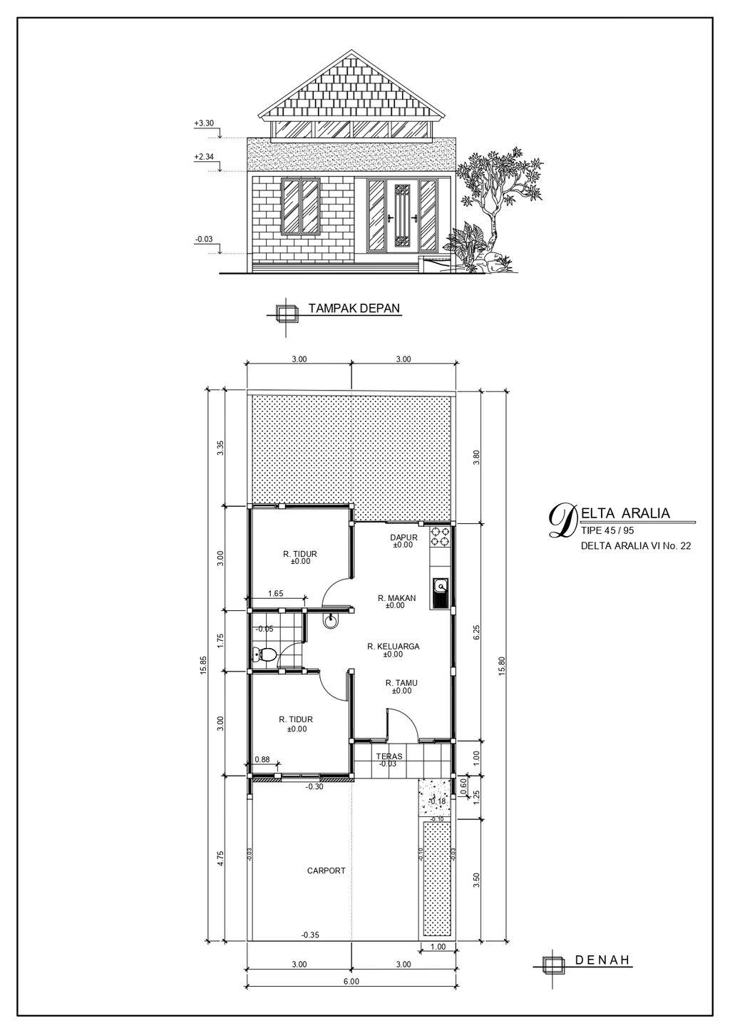 foto denah rumah tipe DELTA ARALIA VI-22 perumahan GRAND DELTA SARI