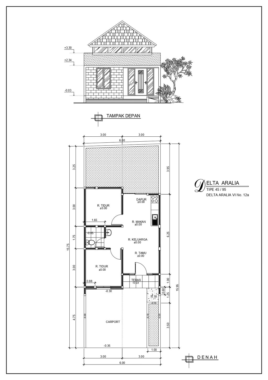 foto denah rumah tipe DELTA ARALIA VI-12A perumahan GRAND DELTA SARI