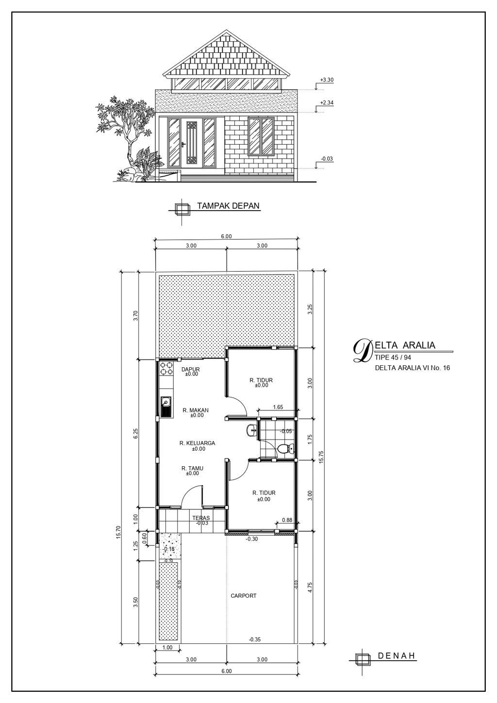 foto denah rumah tipe DELTA ARALIA VI-16 perumahan GRAND DELTA SARI