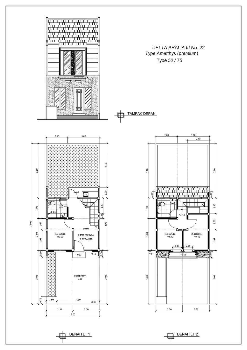 foto denah rumah tipe DELTA ARALIA III-22 perumahan GRAND DELTA SARI