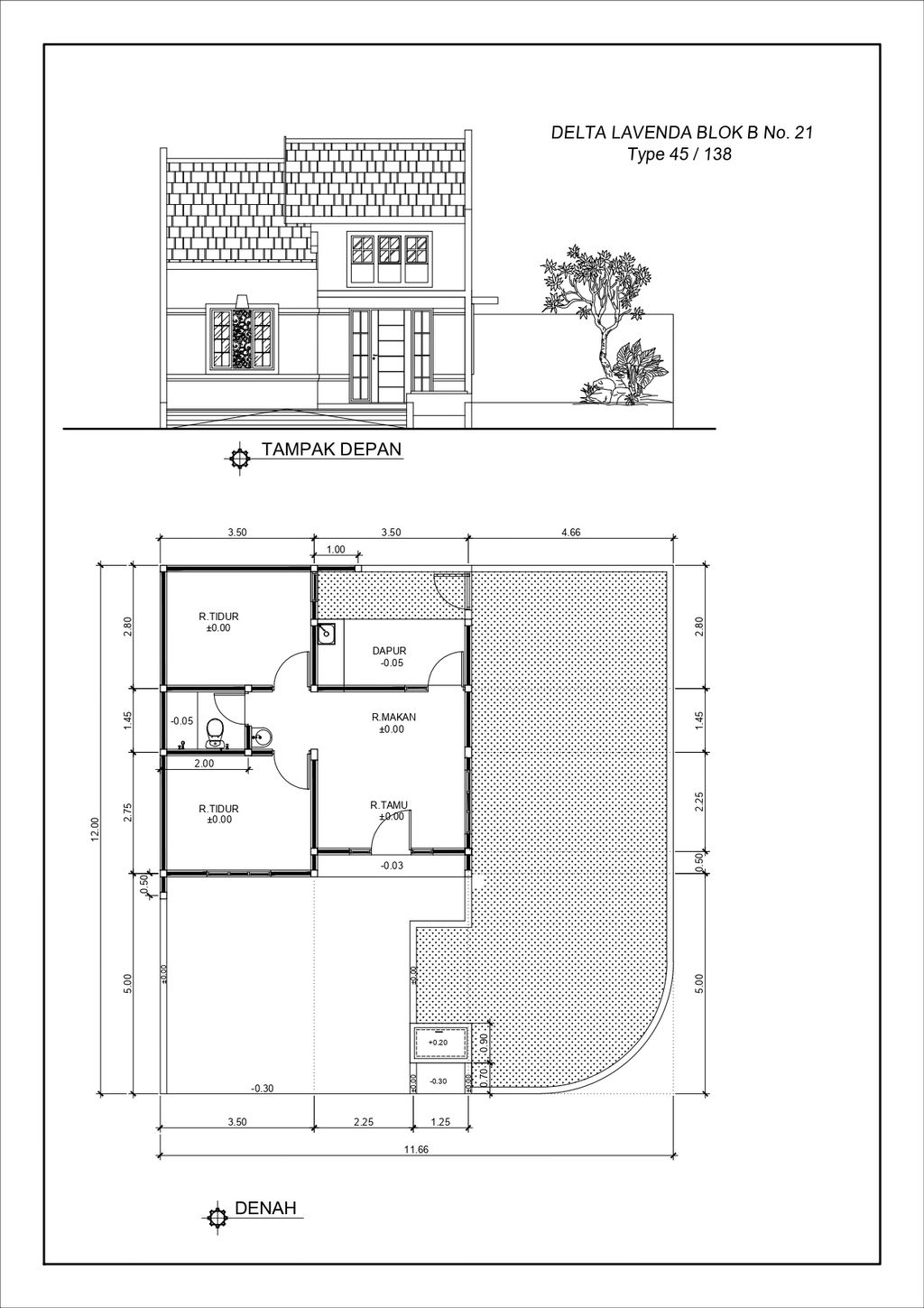 foto denah rumah tipe DELTA LAVENDA B-21 perumahan GRAND DELTA SARI