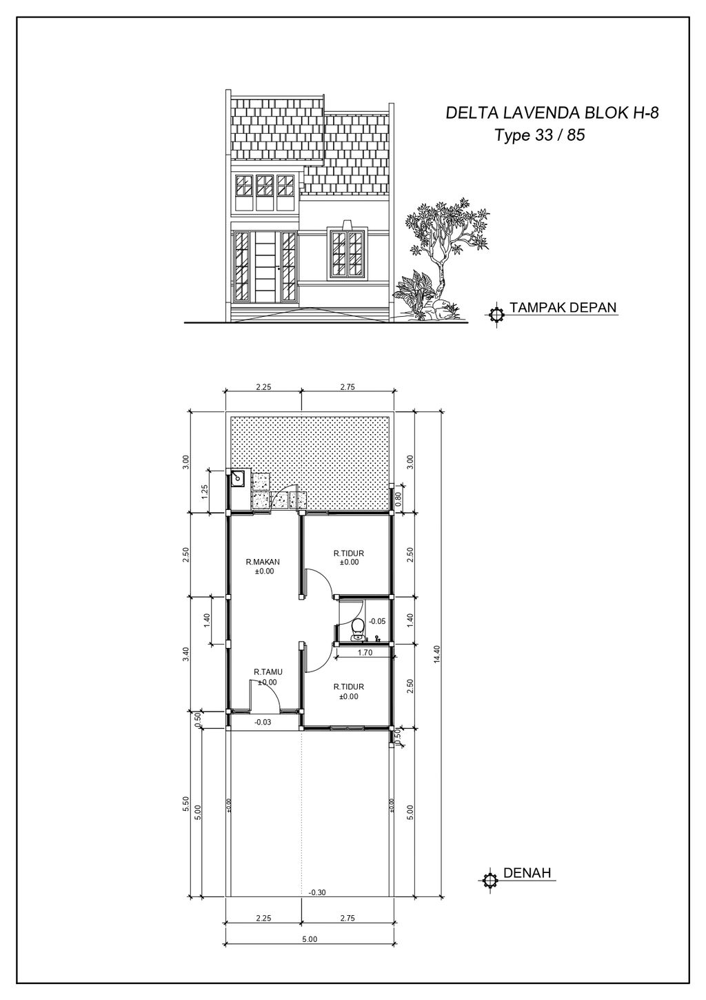 foto denah rumah tipe DELTA LAVENDA H-8 perumahan GRAND DELTA SARI