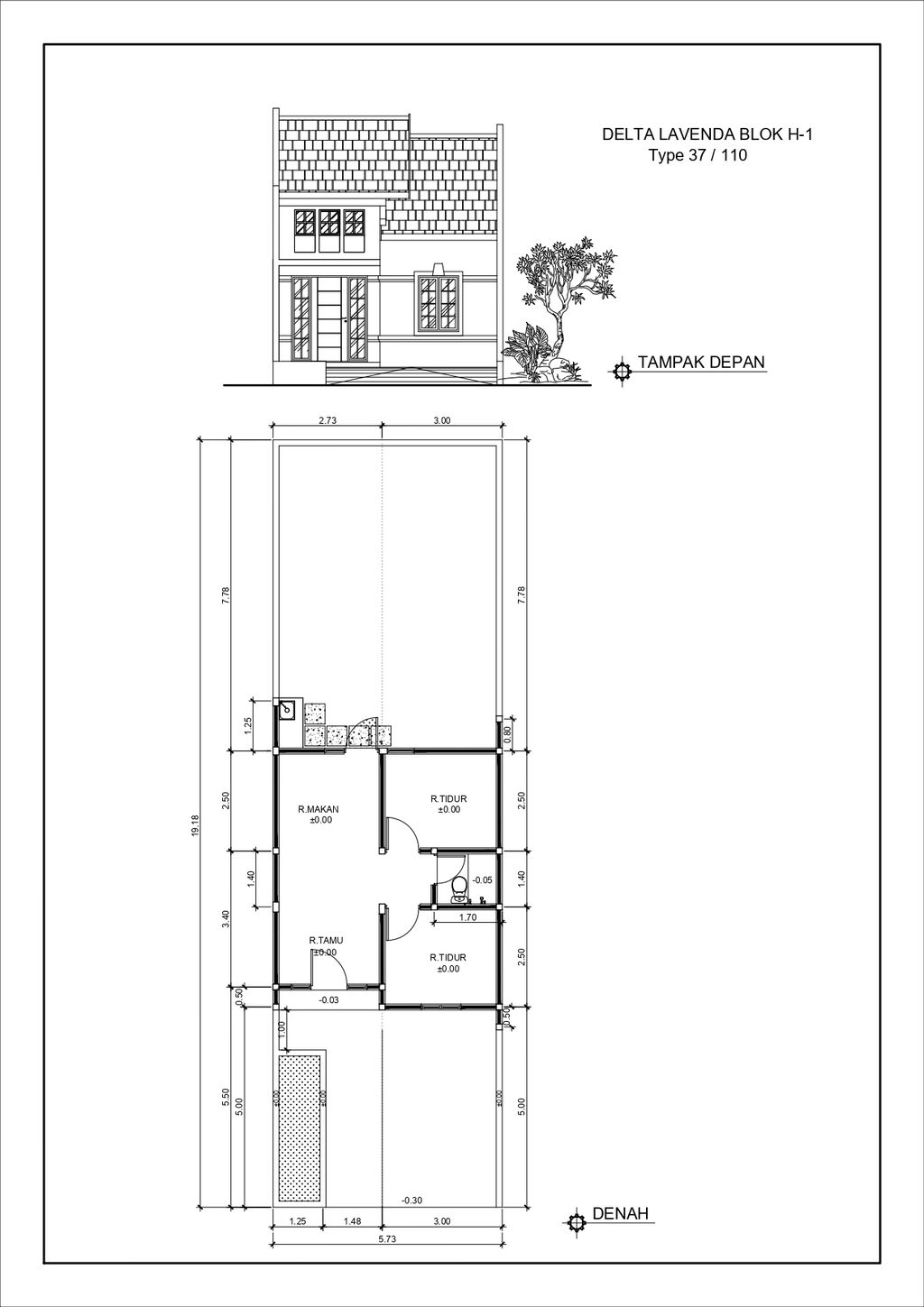 foto denah rumah tipe DELTA LAVENDA H-1 perumahan GRAND DELTA SARI