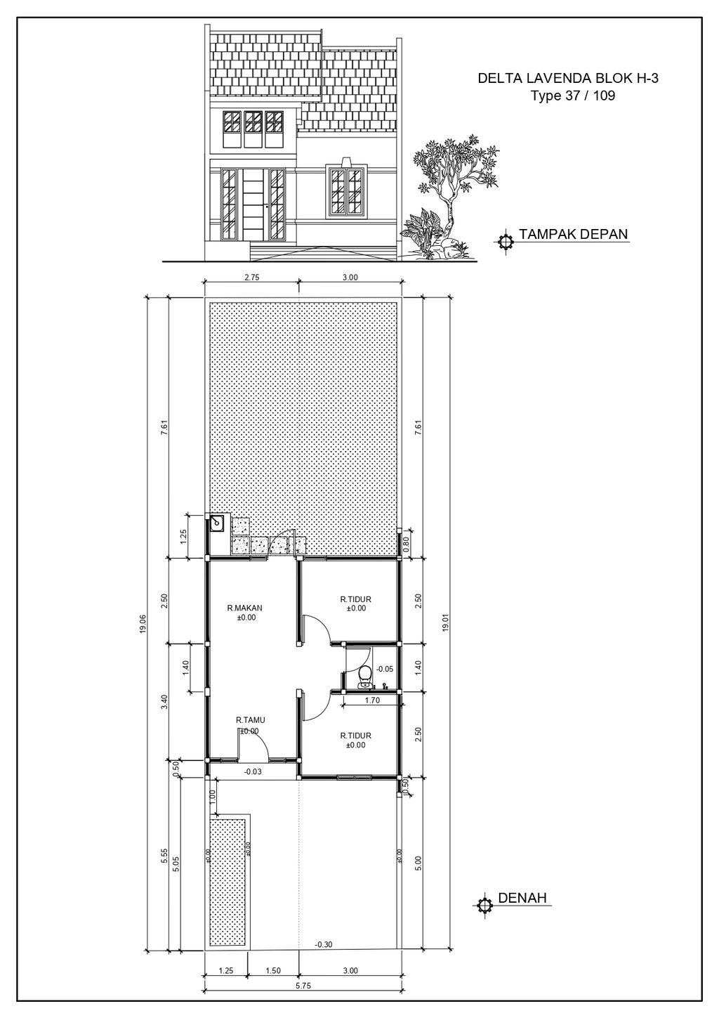 foto denah rumah tipe DELTA LAVENDA H-3 perumahan GRAND DELTA SARI