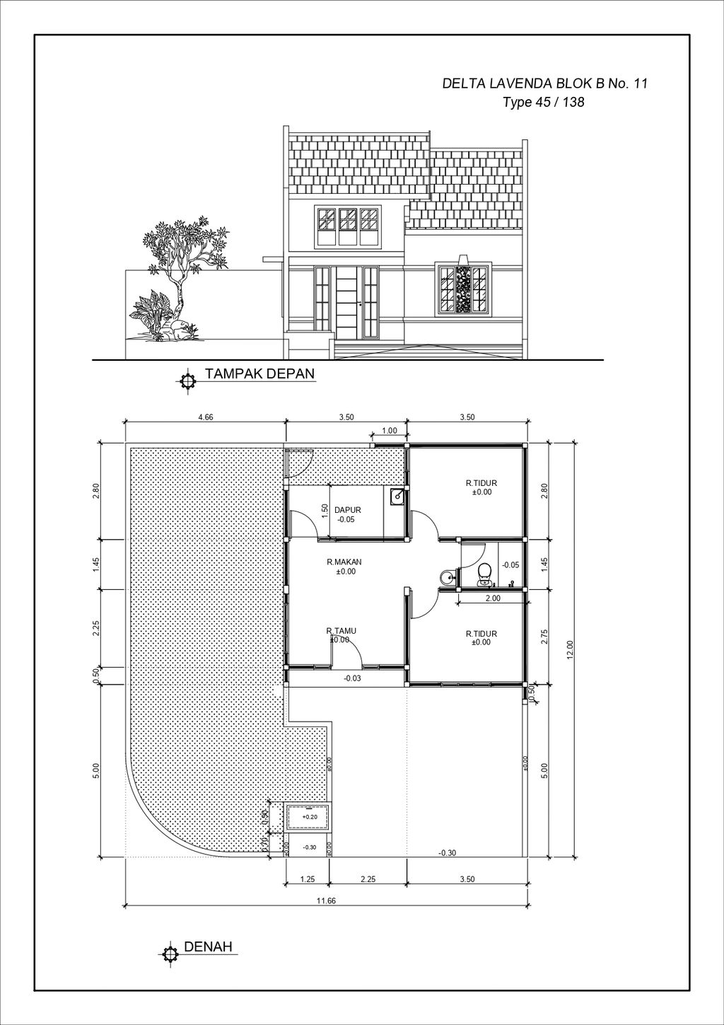 foto denah rumah tipe DELTA LAVENDA B-11 perumahan GRAND DELTA SARI