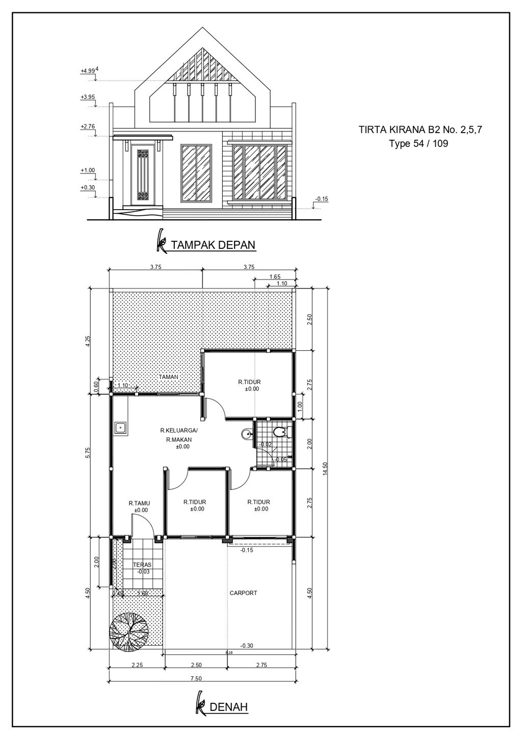 foto denah rumah tipe TIRTA KIRANA B2-5 perumahan GRAHA TIRTA